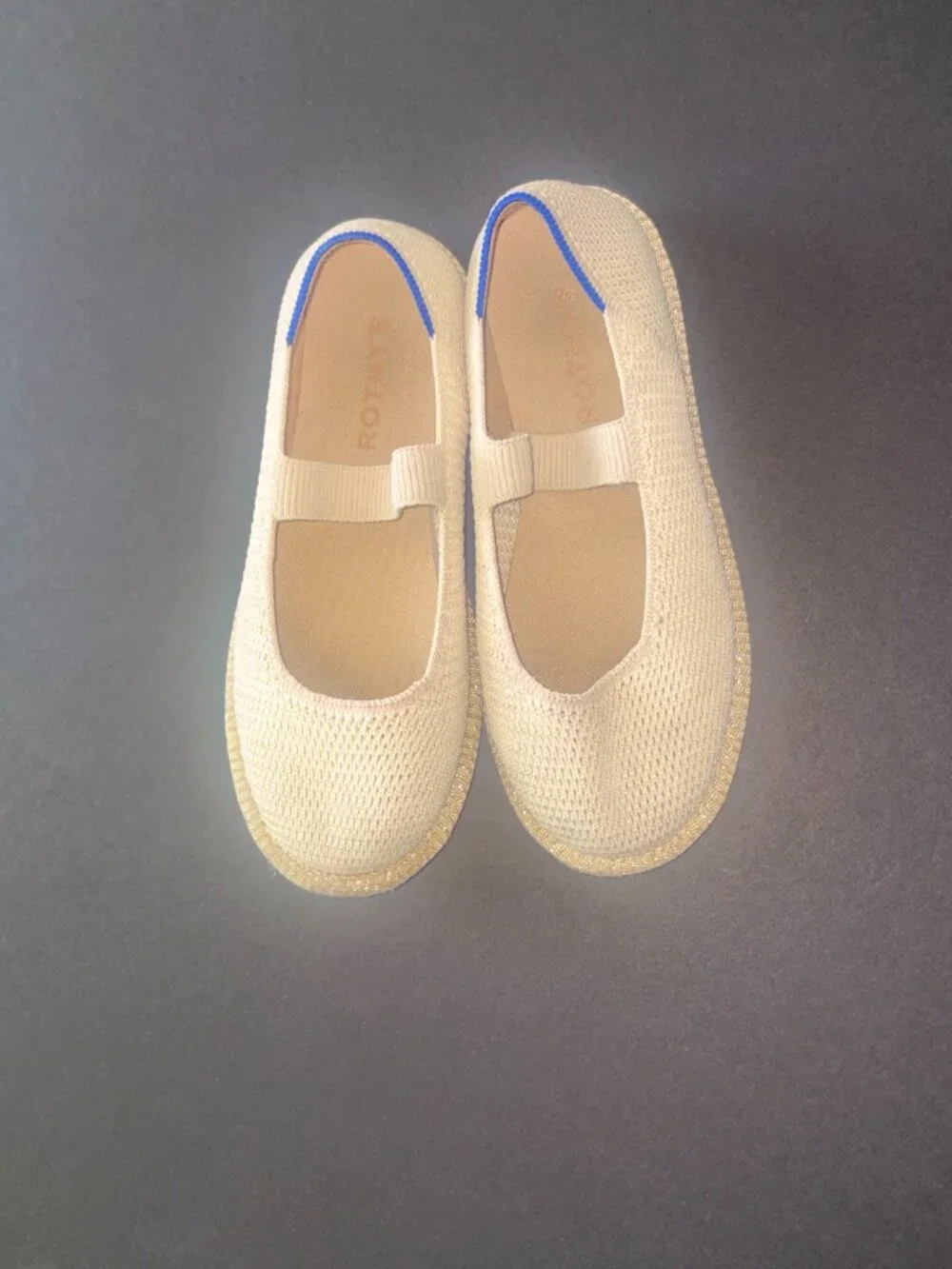 Kids' Rothy's The Mini Mary Jane in Opial-Raffia Knit Beige - size 3 - Washable!